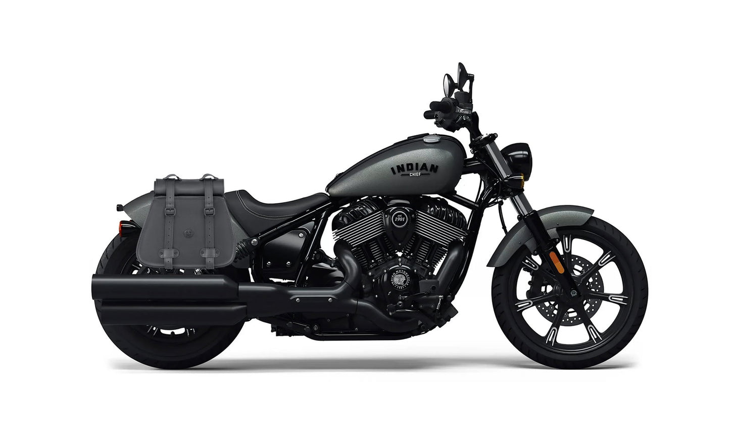 30L - SpiritBlade Roll-Top Large Indian Chief Dark Horse Motocicleta Leather Alforjas