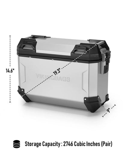 45L - Apex XL Honda CRF1000L Africa Twin/Adv Sports Aluminum Side Cases Silver