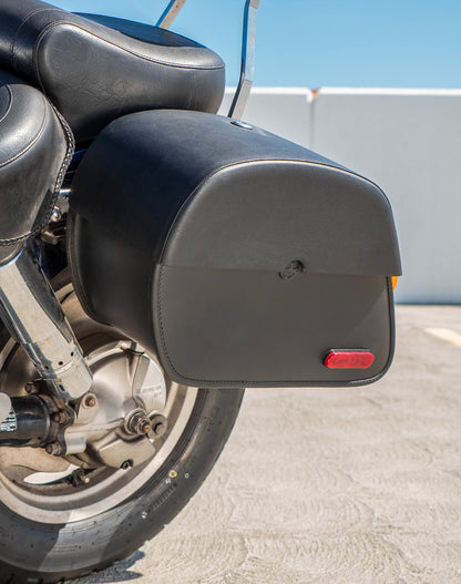 28L - Panzer Medium Hard Mount Honda Shadow 1100 Sabre Leather Motocicleta Alforjas