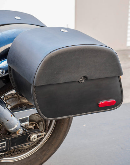 28L - Panzer Medium Hard Mount Honda Shadow 750 ACE Leather Motocicleta Alforjas