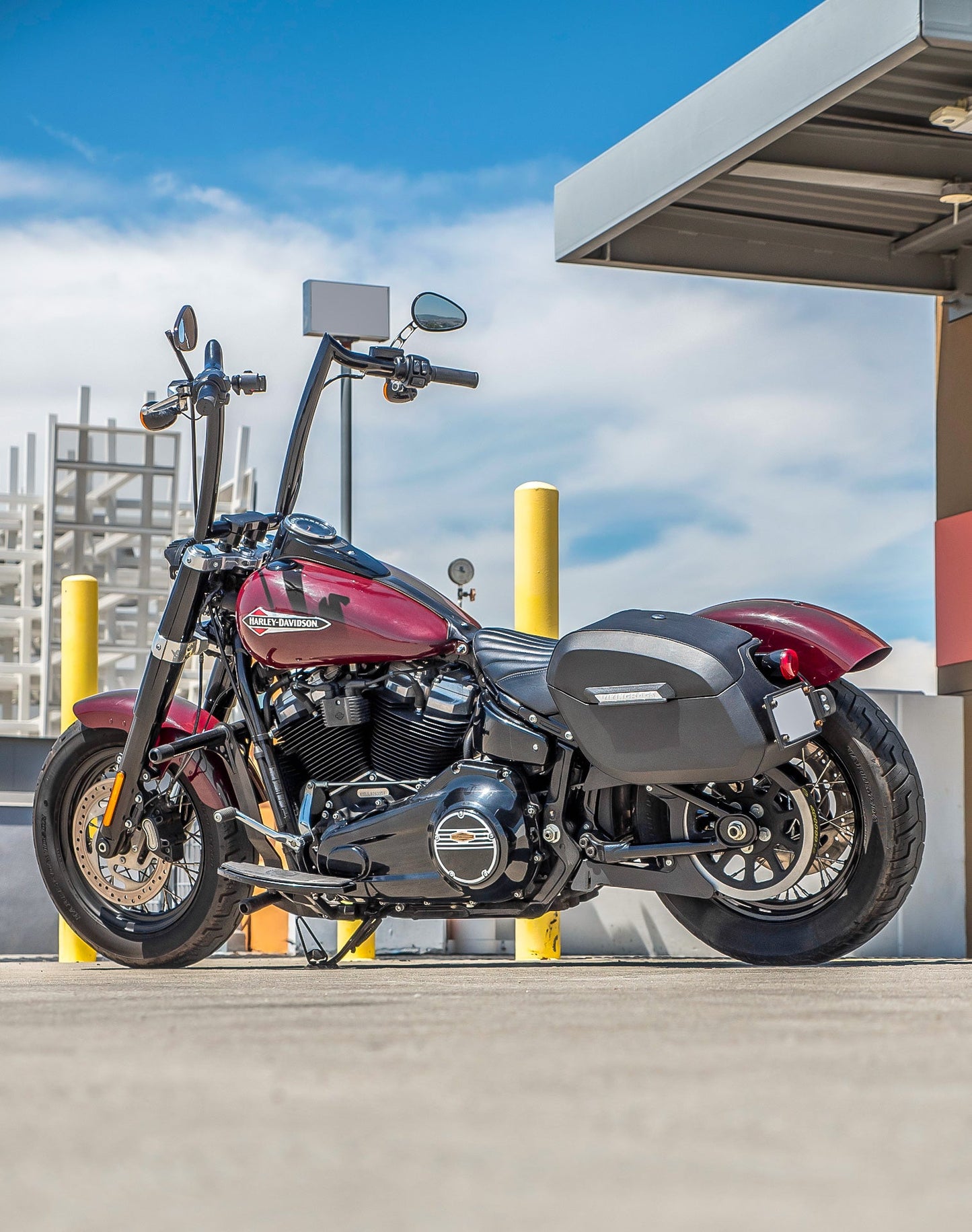 32L - Darkin Large Quick Mount Leather Wrapped Hard Alforjas para Harley Softail Slim FLSL