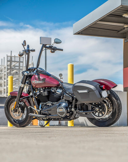 32L - Darkin Large Quick Mount Leather Wrapped Hard Alforjas para Harley Softail Slim FLSL
