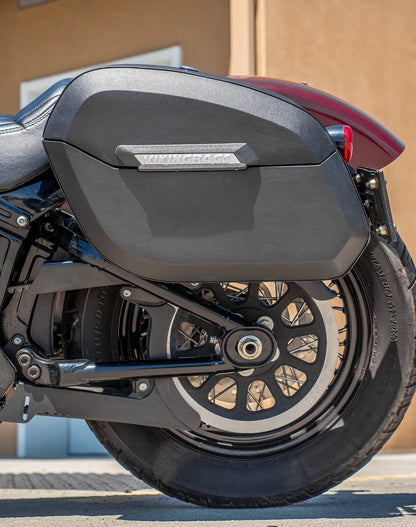 32L - Darkin Large Quick Mount Leather Wrapped Hard Alforjas para Harley Softail Slim FLSL