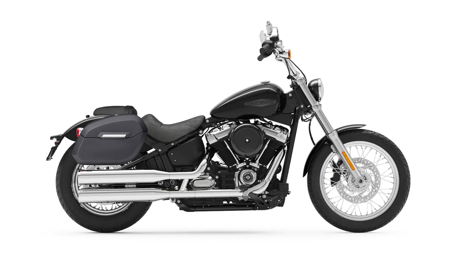 32L - Darkin Large Quick Mount Leather Wrapped Hard Alforjas para Harley Softail Standard FXST