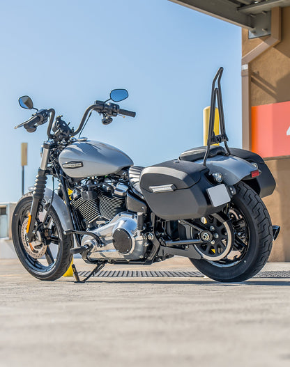 32L - Darkin Large Quick Mount Leather Wrapped Hard Alforjas para Harley Softail Street Bob FXBB/S