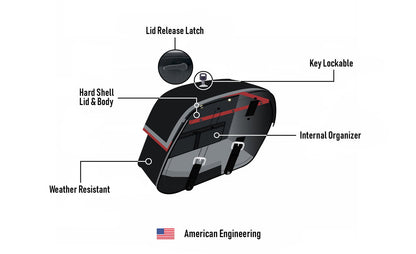 28L - Baelor Medium Hard Mount Kawasaki Vulcan 2000 VN2000 Motocicleta Alforjas