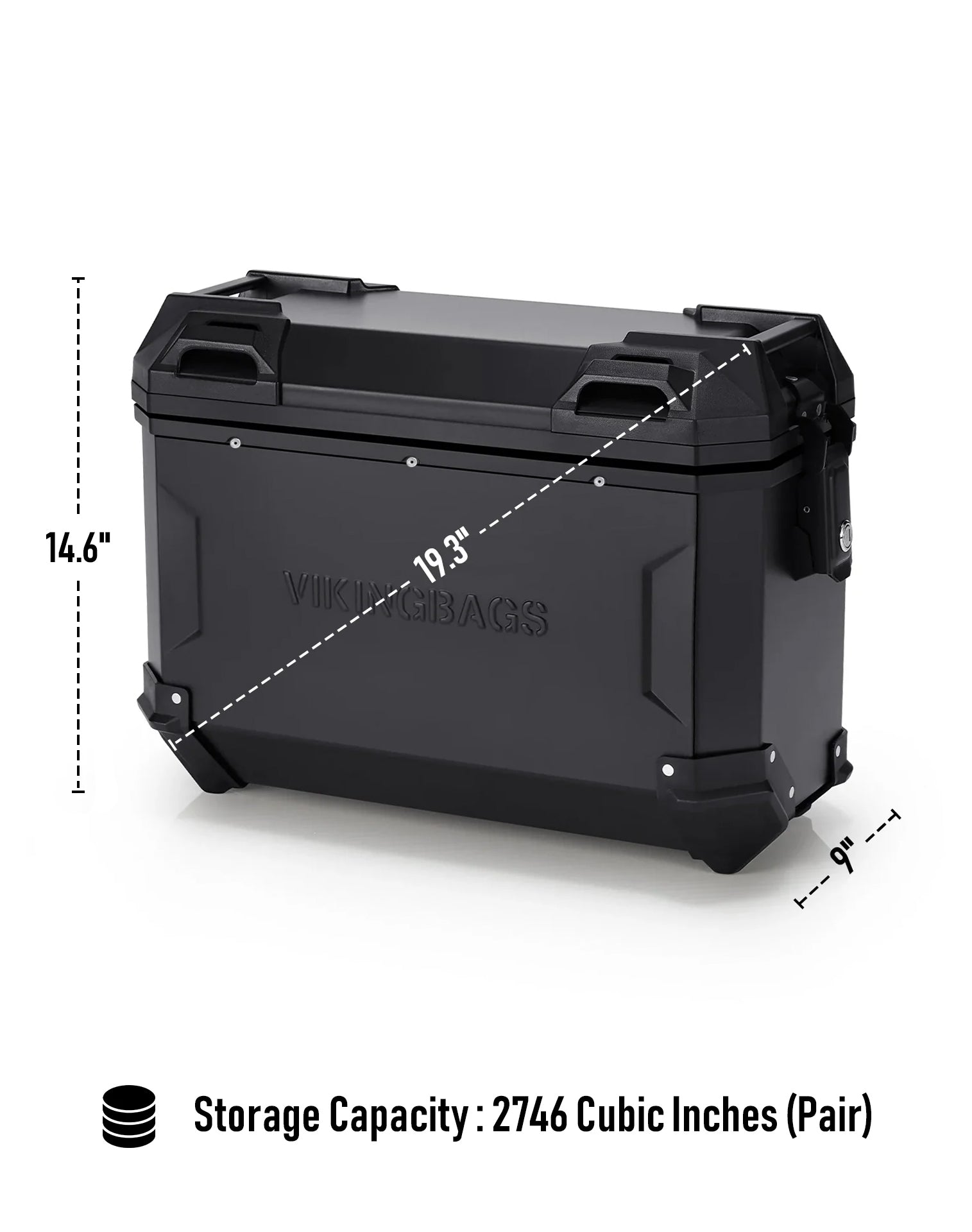45L - Apex XL Kawasaki Versys 1000 Aluminum Side Cases Black