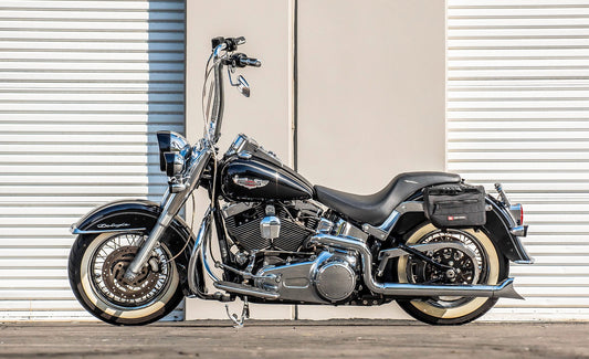 10L - Patriot Small Motocicleta Throw Over Alforjas para Harley Softail Deluxe FLSTN/I