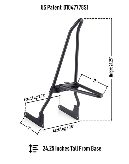 Iron Born Blade 25" Sissy bar with Foldable Luggage Rack para Harley Softail Slim FLSL Matte Black