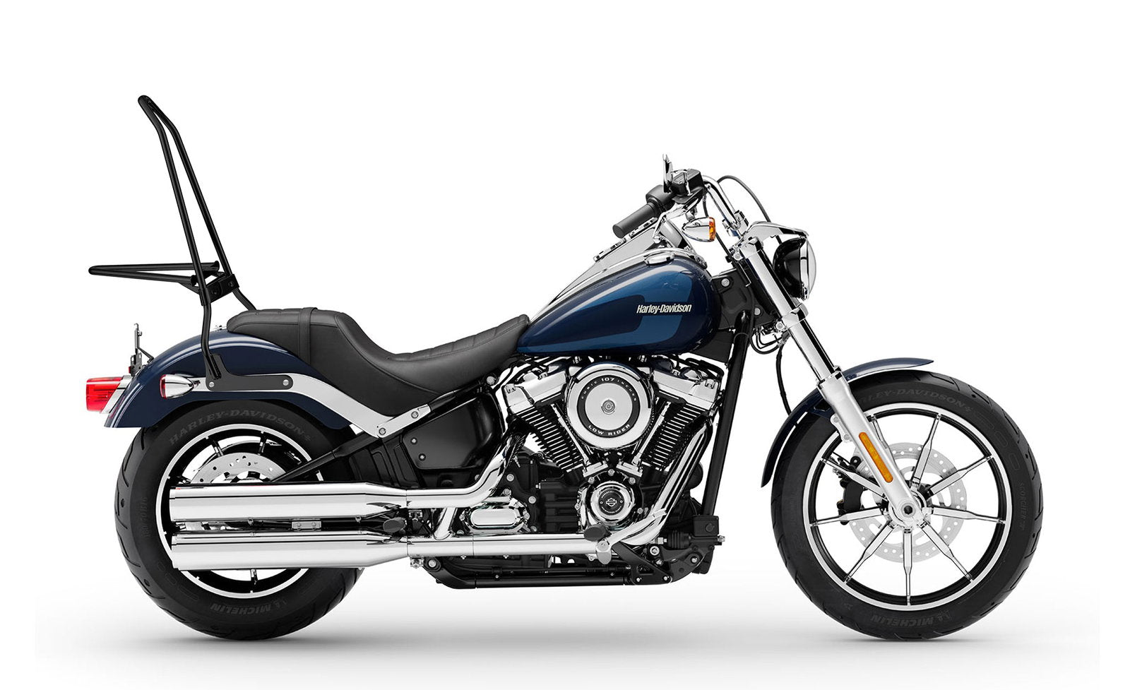 Iron Born Blade 25" Sissy bar with Foldable Luggage Rack para Harley Softail Low Rider Matte Black