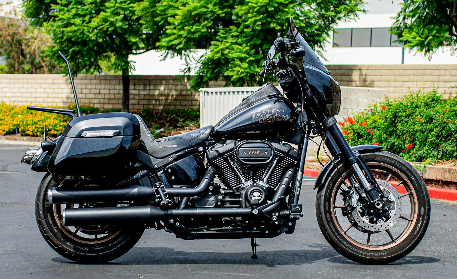 Iron Born Blade 25" Sissy bar with Foldable Luggage Rack para Harley Softail Low Rider S FXLRS Matte Black
