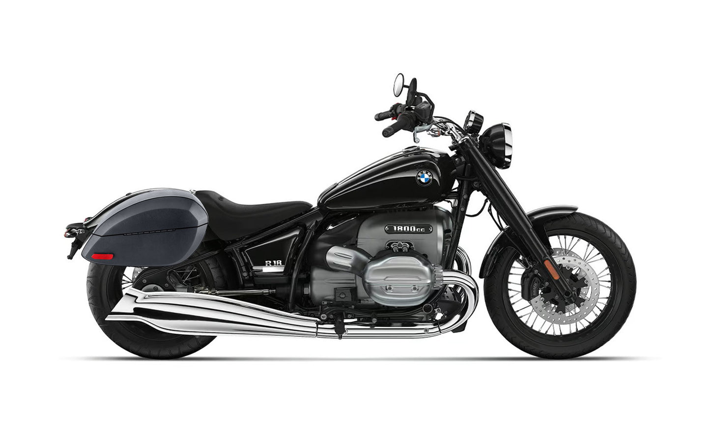 28L - Phantom Large BMW R18 Leather Wrapped Motocicleta Hard Alforjas