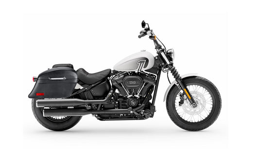 44L - Lamellar Stallion Extra Large Leather Covered Motocicleta Hard Alforjas para Harley Softail Street Bob FXBB/S