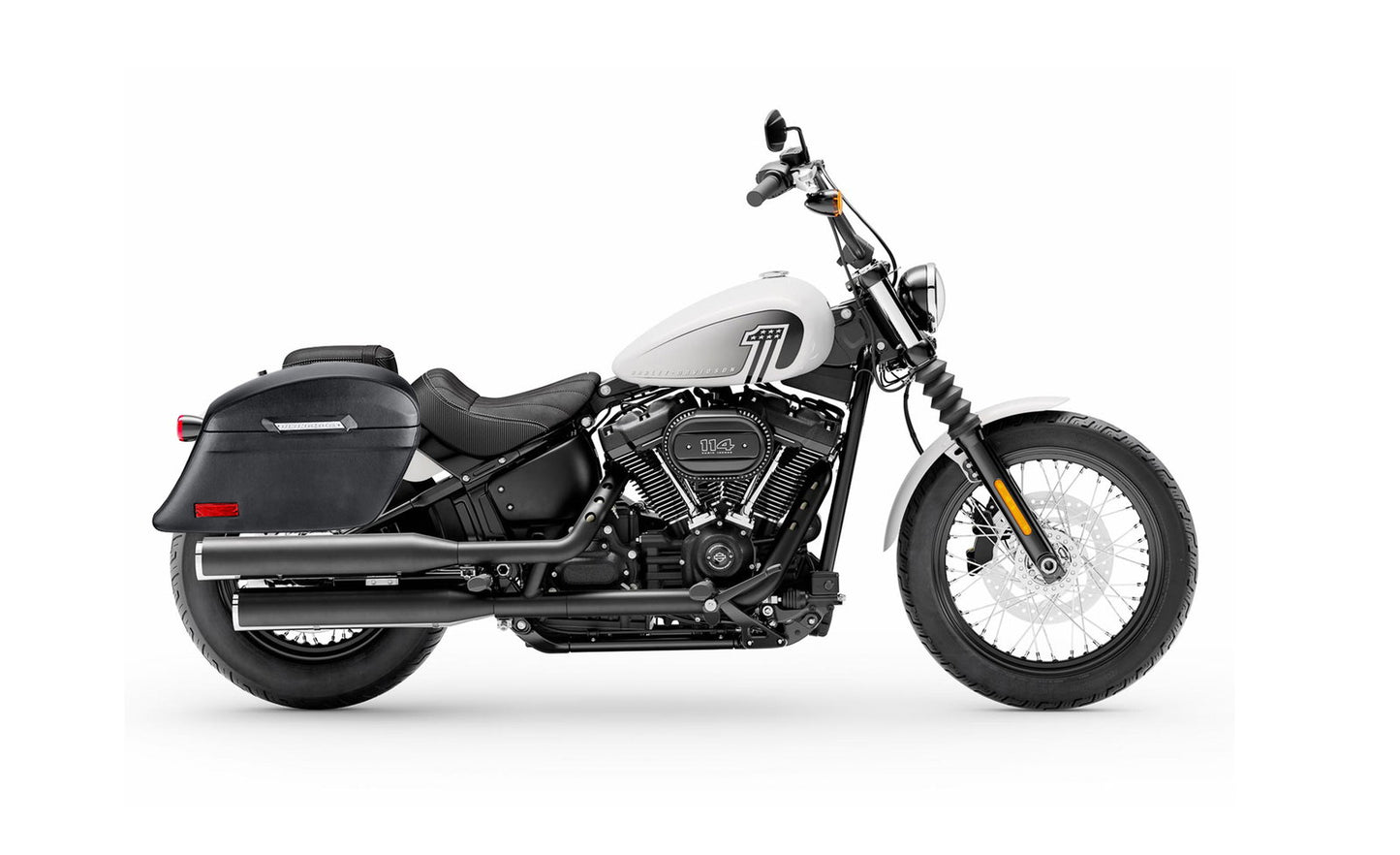 44L - Lamellar Stallion Extra Large Leather Covered Motocicleta Hard Alforjas para Harley Softail Street Bob FXBB/S