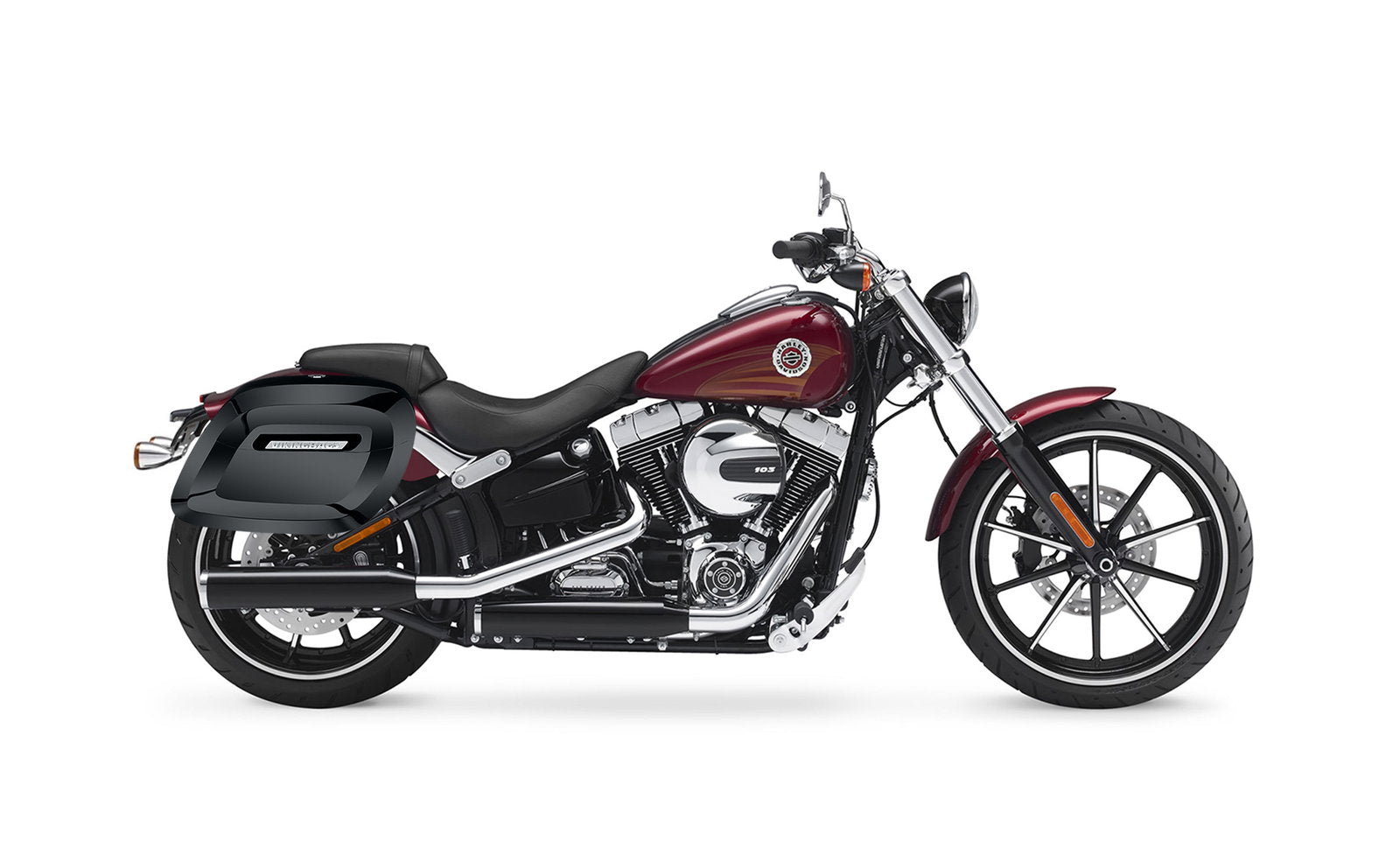 40L - Lamellar Raven Extra Large Painted Motocicleta Hard Alforjas para Harley Softail Breakout FXSB