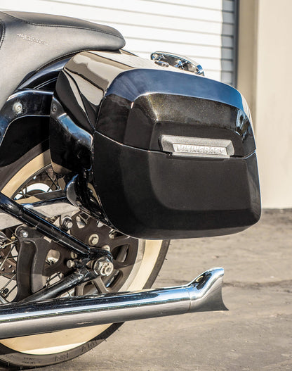 40L - Lamellar Raven Extra Large Painted Motocicleta Hard Alforjas para Harley Softail Deluxe FLSTN/I
