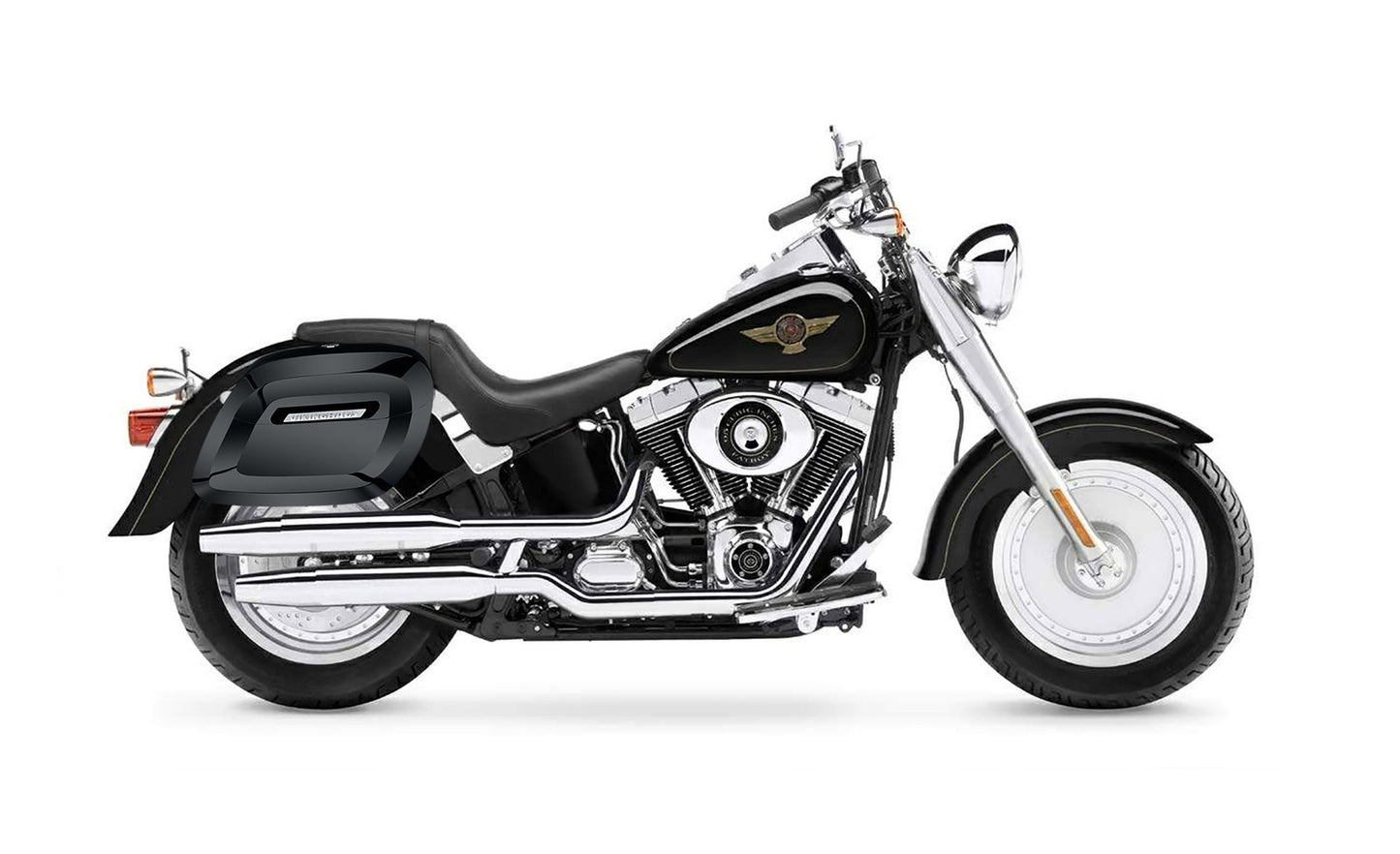 40L - Lamellar Raven Extra Large Painted Motocicleta Hard Alforjas para Harley Softail Fatboy FLSTF/I