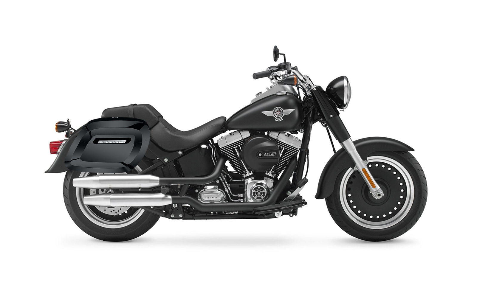 40L - Lamellar Raven Extra Large Painted Motocicleta Hard Alforjas para Harley Softail Fat Boy Lo FLSTFB