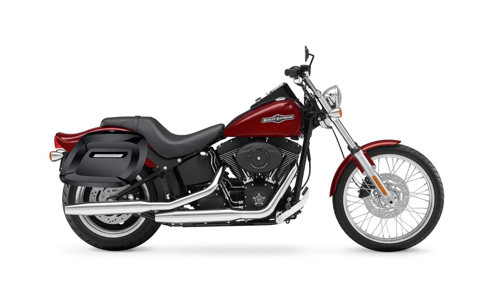 40L - Lamellar Raven Extra Large Painted Motocicleta Hard Alforjas para Harley Softail Night Train FXSTB/I
