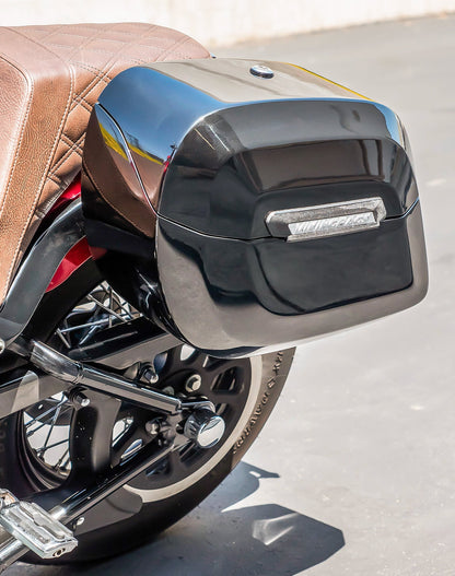 40L - Lamellar Raven XL Painted Motocicleta Hard Alforjas para Harley Softail Slim FLS