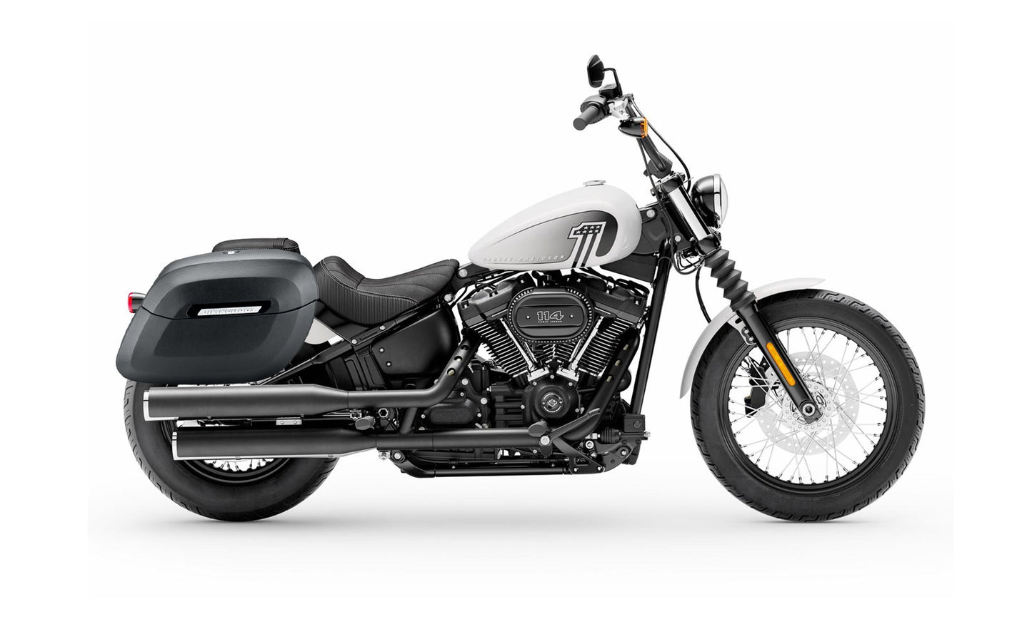 40L - Lamellar Raven Extra Large Leather Covered Motocicleta Hard Alforjas para Harley Softail Street Bob FXBB/S