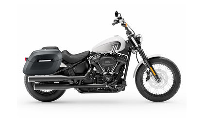 40L - Lamellar Raven Extra Large Leather Covered Motocicleta Hard Alforjas para Harley Softail Street Bob FXBB/S