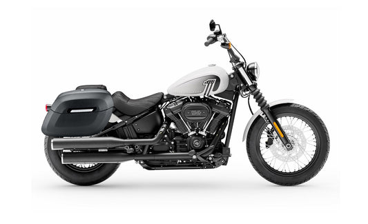 40L - Lamellar Raven Extra Large Leather Covered Motocicleta Hard Alforjas para Harley Softail Street Bob FXBB/S