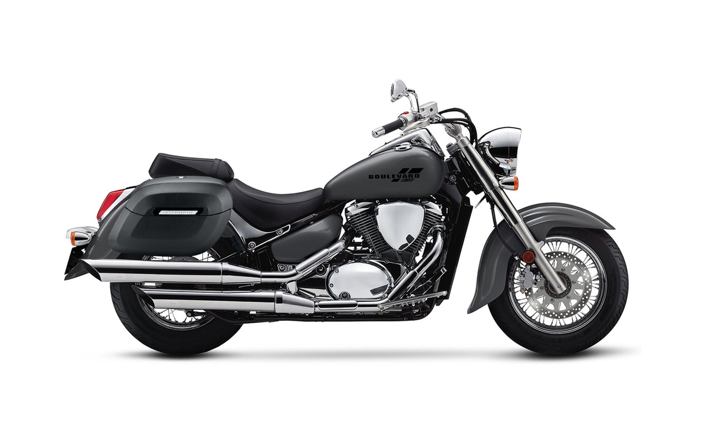 40L - Lamellar Raven Extra Large Suzuki Boulevard C50 VL800 Leather Covered Motocicleta Hard Alforjas