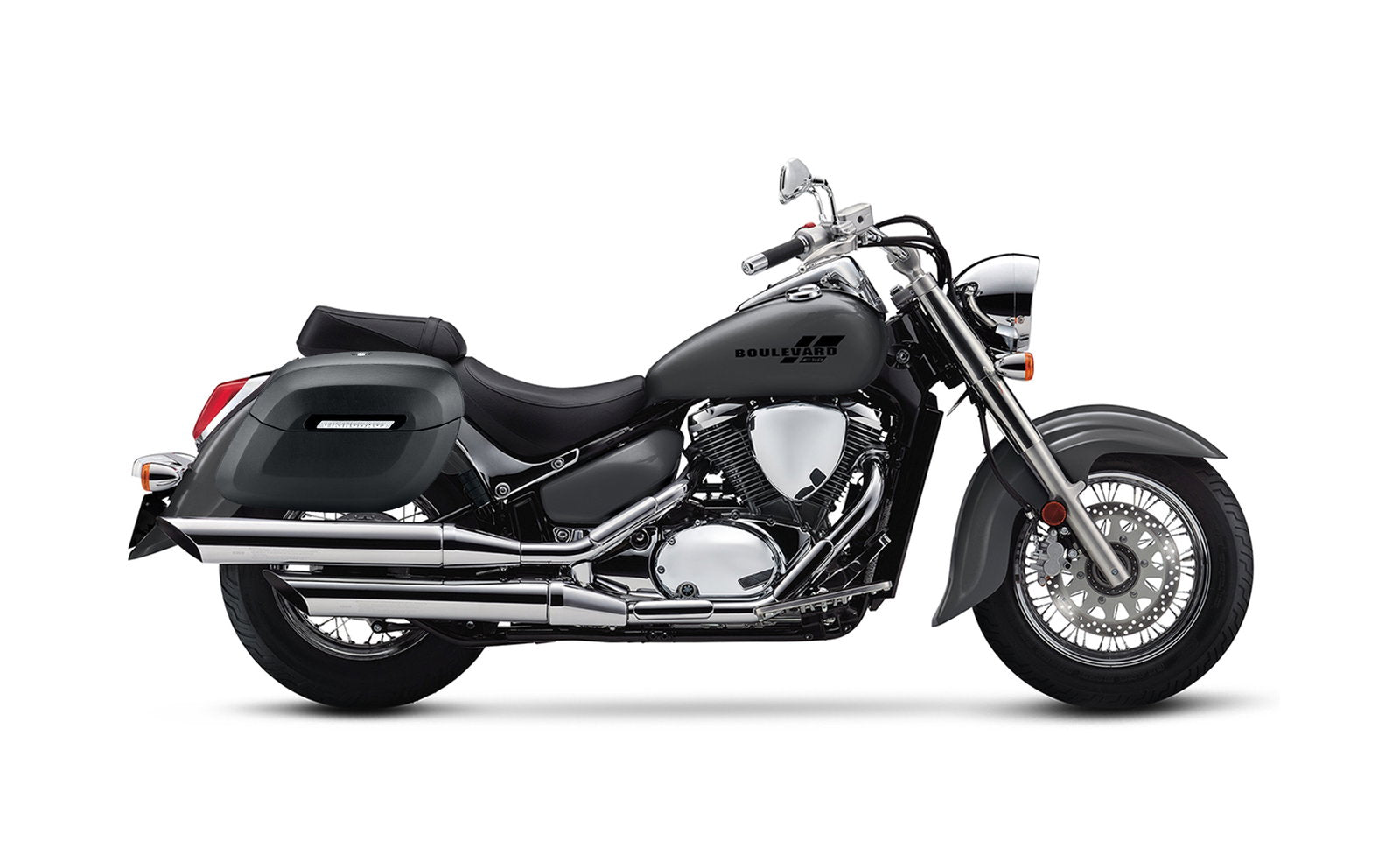 40L - Lamellar Raven Extra Large Suzuki Boulevard C50 VL800 Leather Covered Motocicleta Hard Alforjas