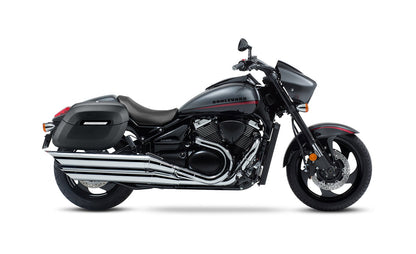 40L - Lamellar Raven Extra Large Suzuki Boulevard M90 VZ1500 Leather Covered Motocicleta Hard Alforjas