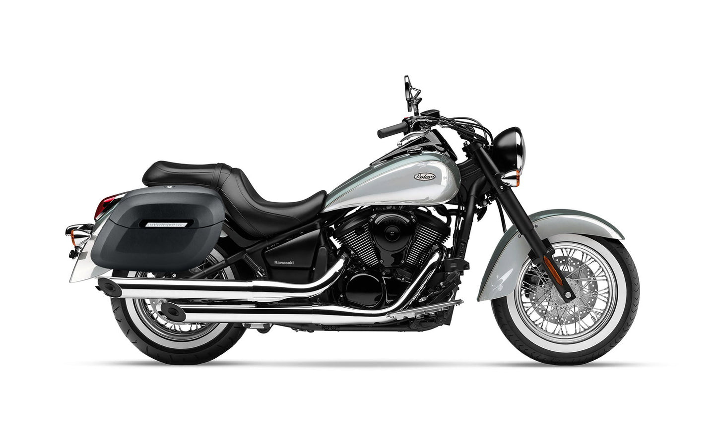 40L - Lamellar Raven Extra Large Kawasaki Vulcan 900 Classic VN900 Leather Covered Motocicleta Hard Alforjas