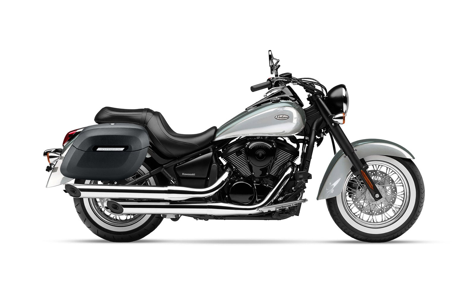 40L - Lamellar Raven Extra Large Kawasaki Vulcan 900 Classic VN900 Leather Covered Motocicleta Hard Alforjas