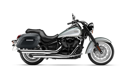 40L - Lamellar Raven Extra Large Kawasaki Vulcan 900 Classic VN900 Leather Covered Motocicleta Hard Alforjas