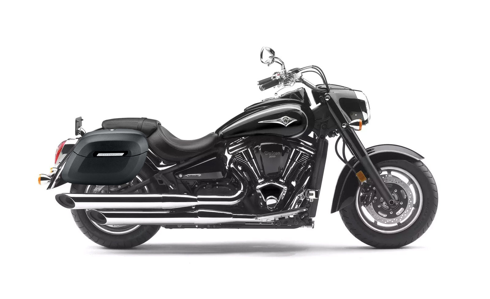 40L - Lamellar Raven Extra Large Kawasaki Vulcan 2000 VN2000 Leather Covered Motocicleta Hard Alforjas