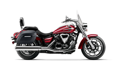 40L - Lamellar Raven Extra Large Yamaha V Star 950 Tourer Leather Covered Motocicleta Hard Alforjas