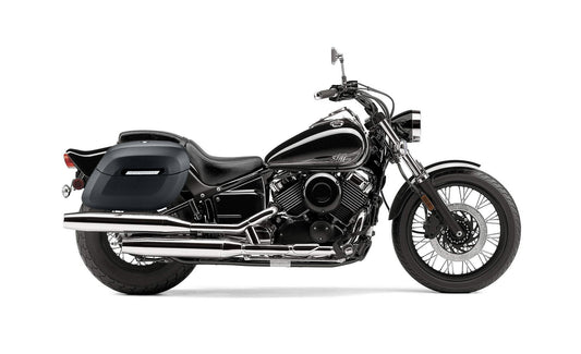 40L - Lamellar Raven Extra Large Yamaha V Star 650 Custom XVS65T Leather Covered Motocicleta Hard Alforjas