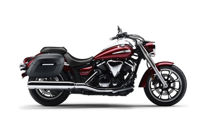 40L - Lamellar Raven Extra Large Yamaha V Star 950 Leather Covered Motocicleta Hard Alforjas