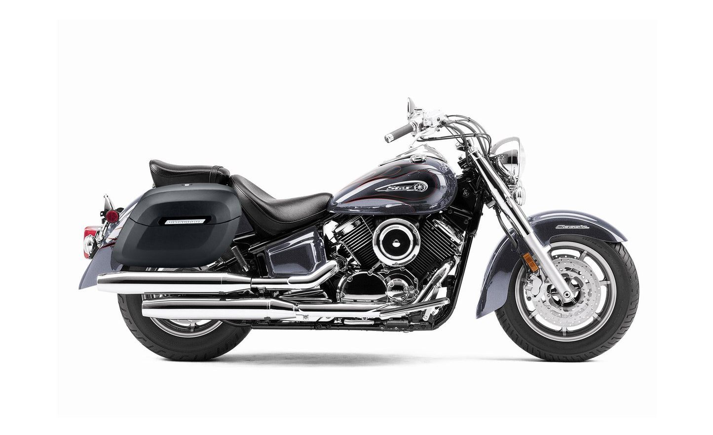 40L - Lamellar Raven Extra Large Yamaha V Star 1100 Classic XVS11A Leather Covered Motocicleta Hard Alforjas