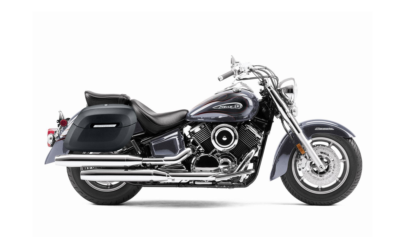 40L - Lamellar Raven Extra Large Yamaha V Star 1100 Classic XVS11A Leather Covered Motocicleta Hard Alforjas