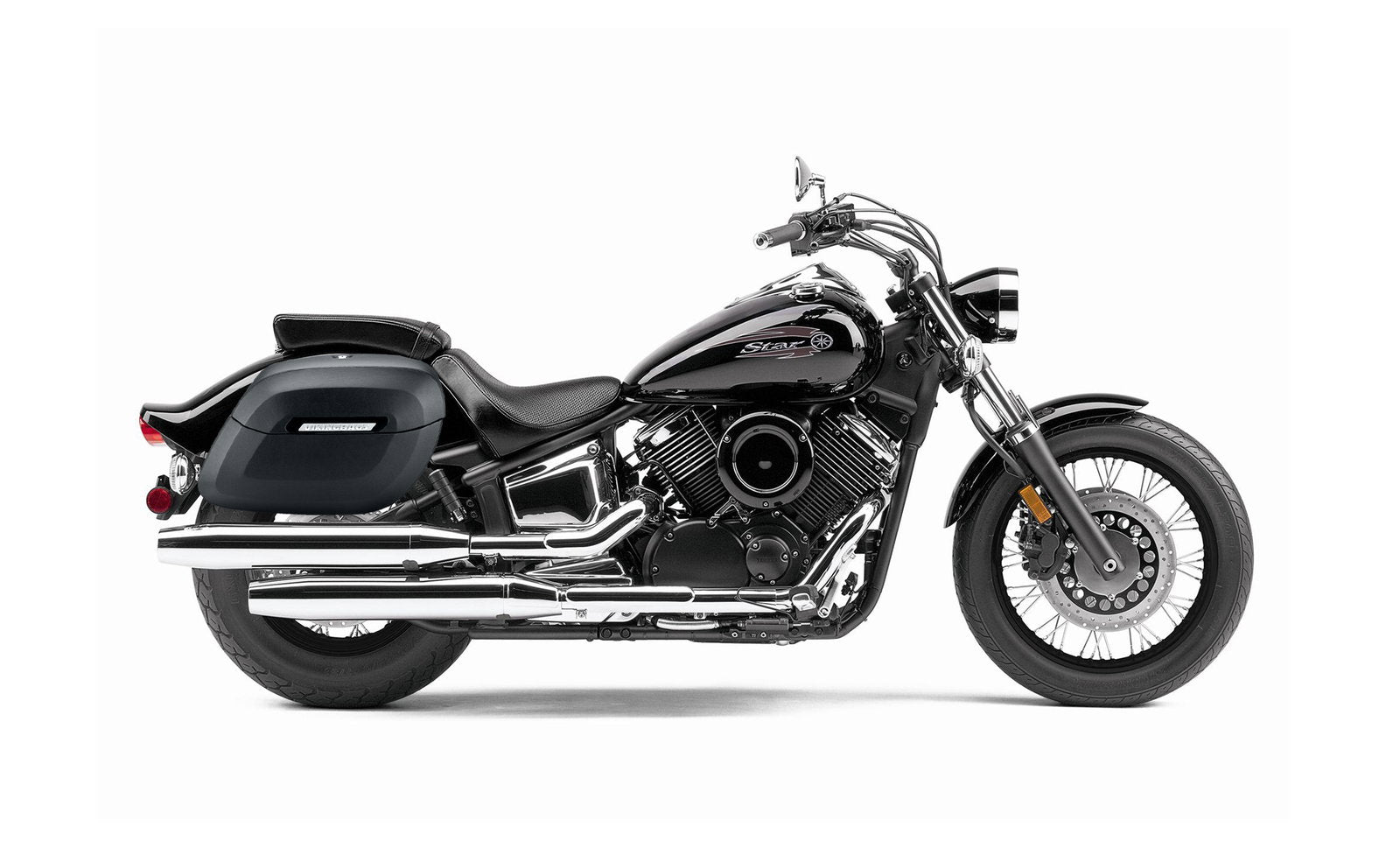 40L - Lamellar Raven Extra Large Yamaha V Star 1100 Custom XVS11T Leather Covered Motocicleta Hard Alforjas