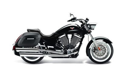 40L - Lamellar Raven Extra Large Victory Boardwalk Leather Covered Motocicleta Hard Alforjas