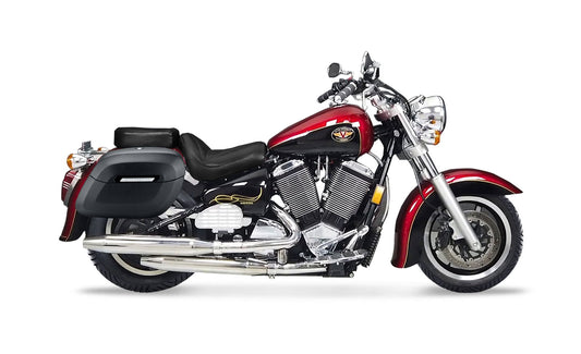 40L - Lamellar Raven Extra Large Victory V92C Leather Covered Motocicleta Hard Alforjas