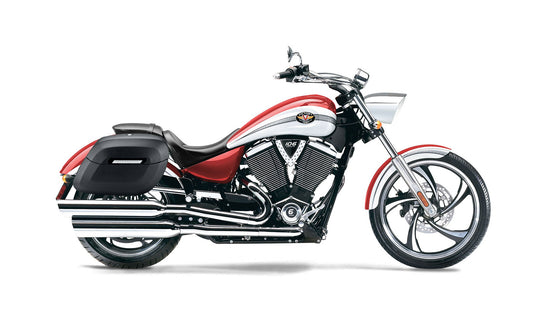40L - Lamellar Raven Extra Large Victory Vegas Leather Covered Motocicleta Hard Alforjas