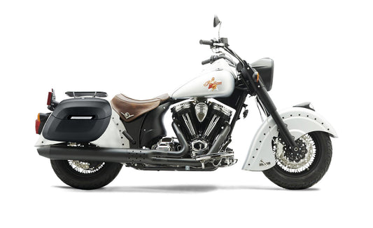 40L - Lamellar Raven Extra Large Indian Chief Bomber Leather Covered Motocicleta Hard Alforjas