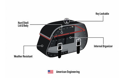 35L - Legacy Extra Large Studded Leather Motocicleta Alforjas para Harley Softail Deluxe FLSTN/I