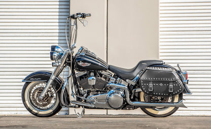 35L - Legacy Extra Large Studded Leather Motocicleta Alforjas para Harley Softail Deluxe FLSTN/I