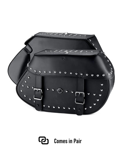 35L - Legacy Extra Large Studded Leather Motocicleta Alforjas para Harley Softail Deluxe FLSTN/I