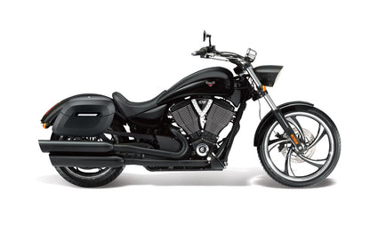 40L - Lamellar Raven Extra Large Victory 8 Ball Leather Covered Motocicleta Hard Alforjas