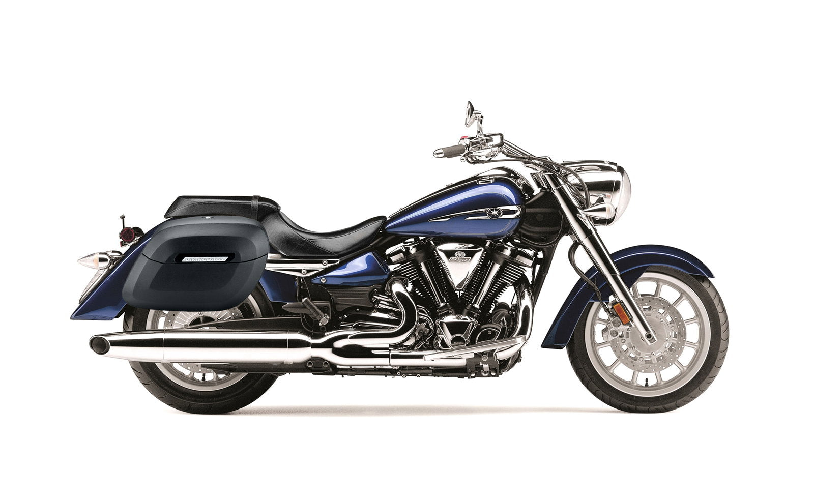 40L - Lamellar Raven Extra Large Yamaha Stratoliner XV 1900 Leather Covered Motocicleta Hard Alforjas