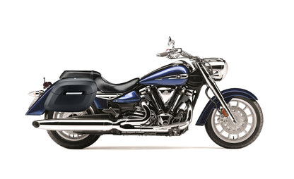 40L - Lamellar Raven Extra Large Yamaha Stratoliner XV 1900 Leather Covered Motocicleta Hard Alforjas